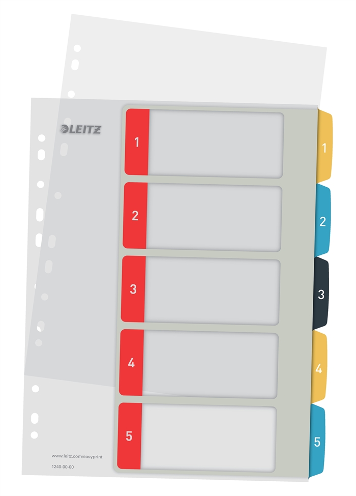 Leitz Register imprimable PP A4+ 1-5 Couleurs chaleureuses