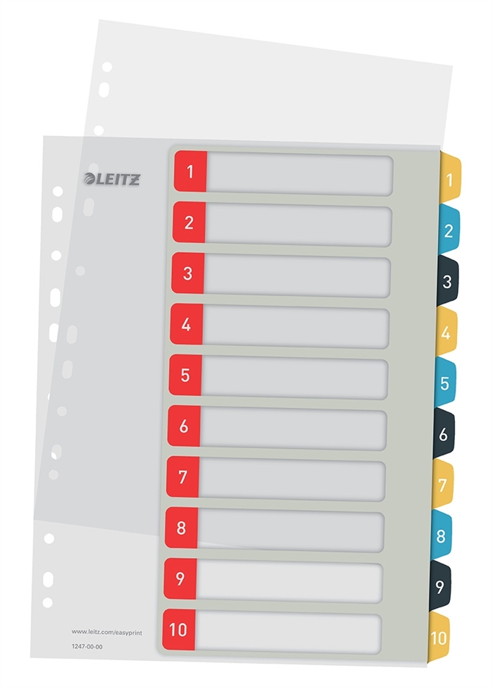 Leitz Registre imprimable PP A4+ 1-10 Couleurs chaleureuses