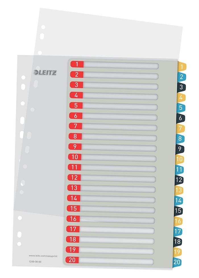 Leitz Register printbar PP A4 + 1-20 Couleurs agréables