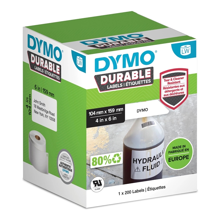 Dymo LabelWriter Étiquette d\'expédition extra-large durable 104 mm x 159 mm pièce.