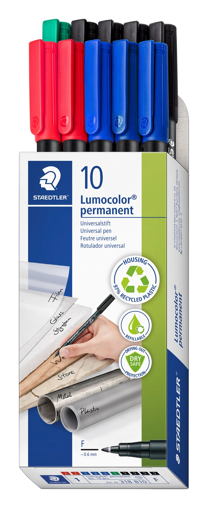 Staedtler Marqueur Lumocolor Perm 0,6mm ass (10)