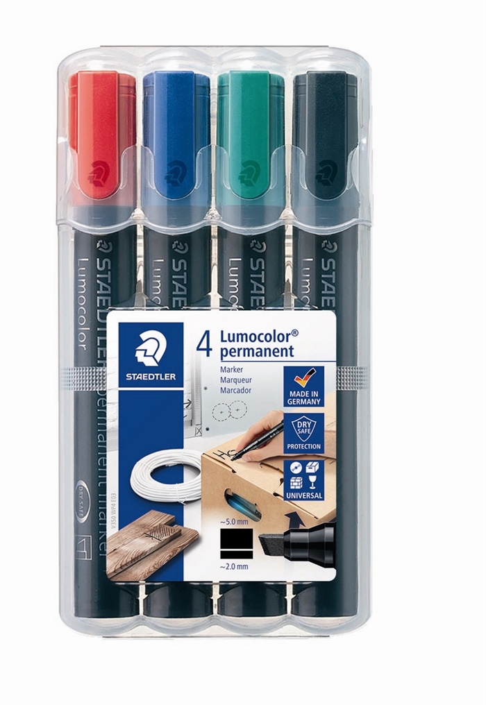 Staedtler Marker Lumocolor Perm biseauté 2-5mm assortis (4)