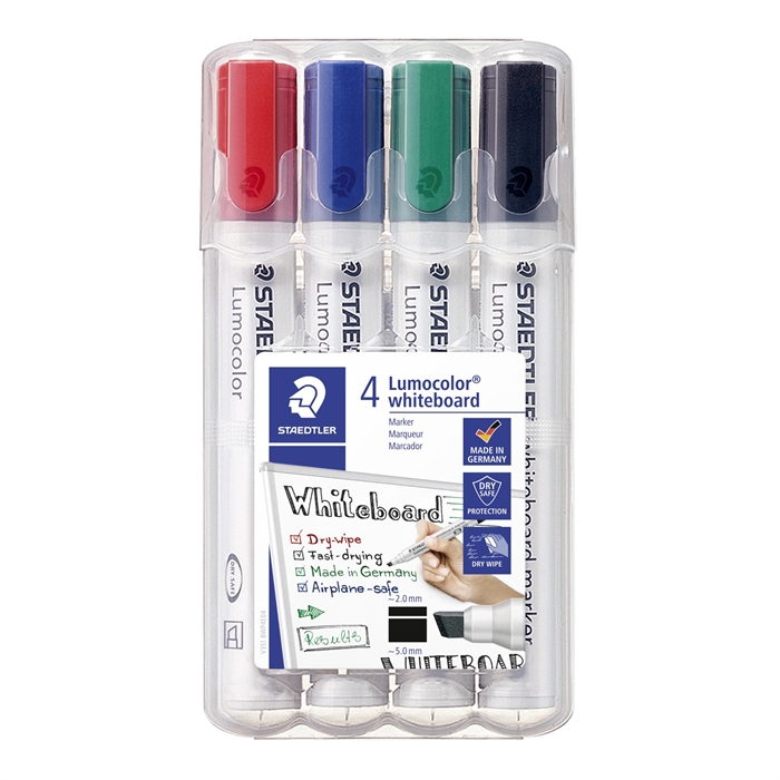 Staedtler WB Marqueur Lumocolor, pointe biseautée 2-5mm assorties (4)