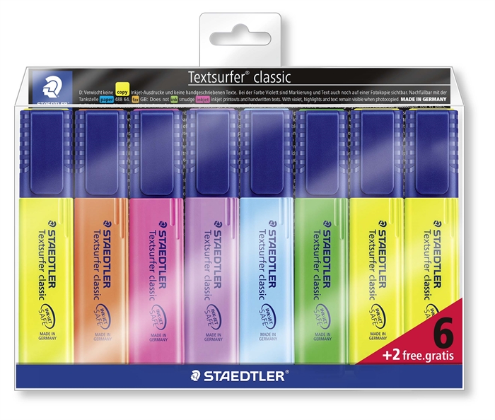 Staedtler Overstregningspen Textsurfer ass (6+2)

Staedtler Textsurfer Highlighter Set (6+2)