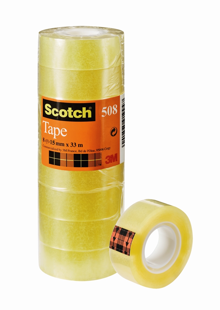 3M Ruban Scotch 508, 15 mm x 33 m, transparent (10)