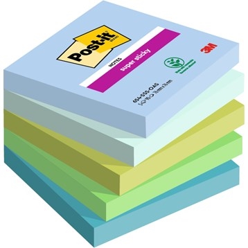 3M Post-it notes super adhésifs Oasis 76 x 76 mm, - 90 feuilles - pack de 5