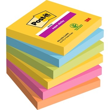 3M Post-it notes super collantes Carnival 76 x 76 mm, - 90 feuilles - pack de 6