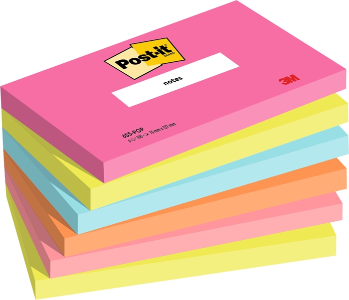 3M Post-it Poptimistic 76 x 127 mm, 100 feuilles - pack de 6