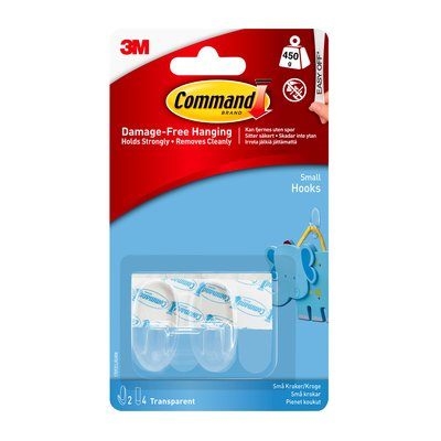 3M Command petits crochets transparents avec bandes transparentes 170