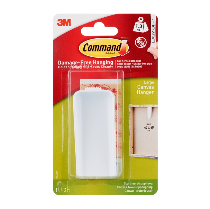 3M Command grand accroche-toile, blanc, 1 accroche + 2 bandes, 1,3m