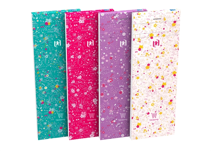 Oxford Floral bloc-notes de shopping 80 feuilles 90g assorties.