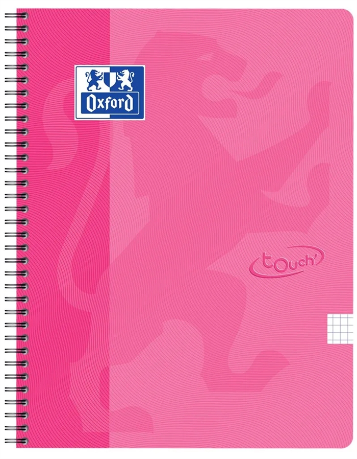 Oxford Touch cahier A5+ quadrillé 5x5 70 feuilles 90g rose