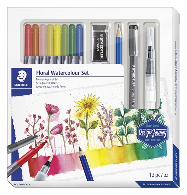 Staedtler Floral Design Journey set de peinture à l\'eau avec aquarelle (12)