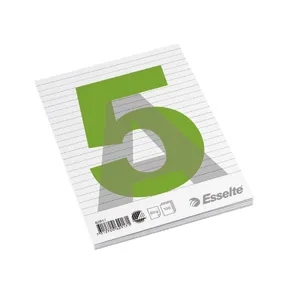 Esselte Bloc standard, reliure en tête, non perforé, format A5, ligné, 100 feuilles, 60 g.