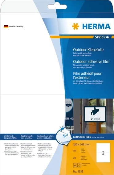 HERMA Étiquette film extra forte 210 x 148 mm, 20 pièces.