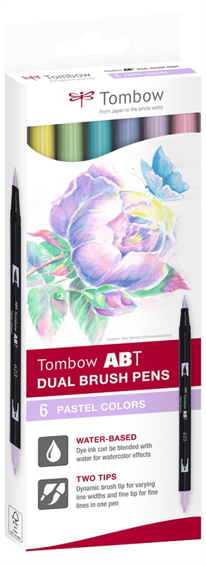 Tombow Marqueur ABT Dual Brush 6C-2 Carton Pastel (6)