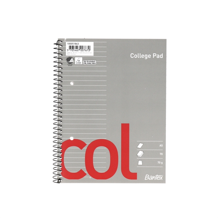 Bantex Col Kollegieblok A5 ligné 2H 70 feuilles 70g