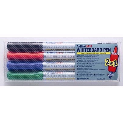 Artline Marqueur pour tableau blanc 541T 2 en 1, ensemble de 4