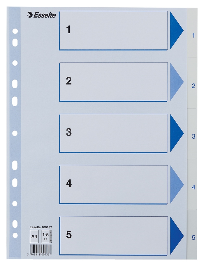 Esselte Registre PP A4 1-5 blanc.