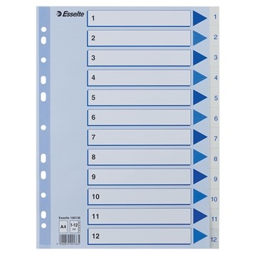 Esselte Registre PP A4 1-12 blanc.