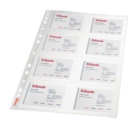 Esselte Poche pour cartes de visite 105my PP transparente 8 compartiments A4(10)