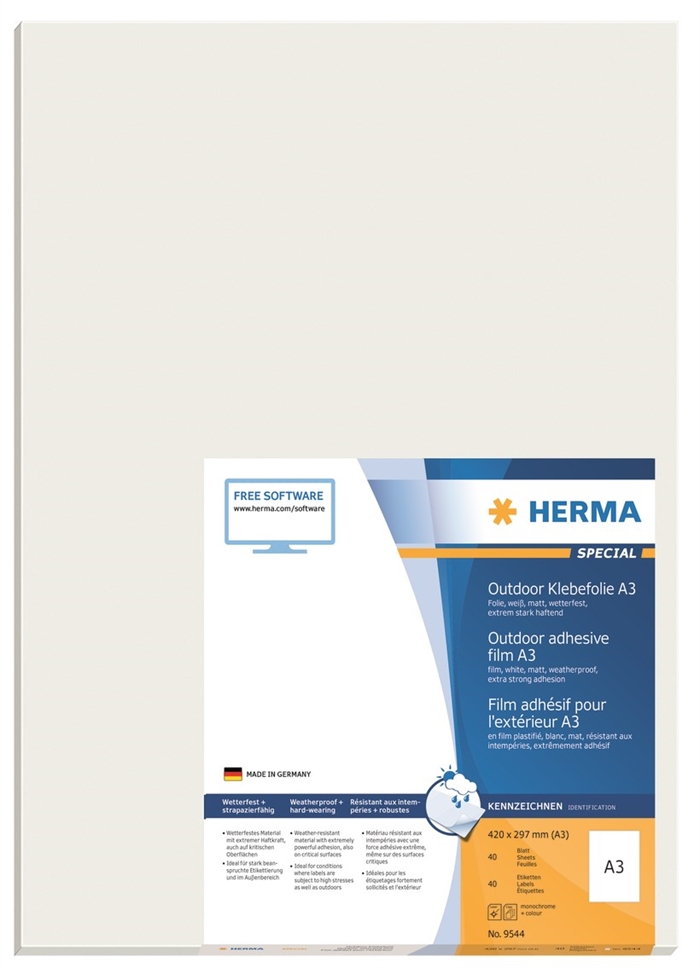 HERMA film d\'étiquette extra résistante 420 x 297 mm, 40 pièces.