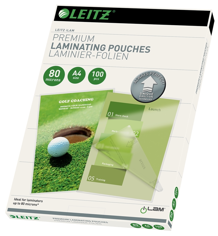 Leitz Pochettes de plastification UDT brillant 80 microns A4 (100)