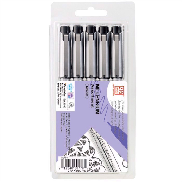 ZIG Millennium Pen assortiment noir (5)