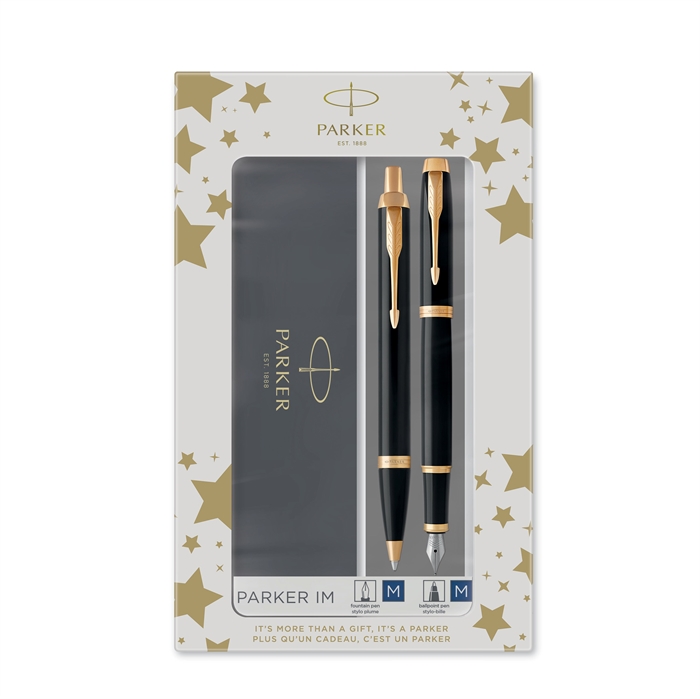 Parker Duo Set IM GT stylo à bille + stylo à plume noir/or