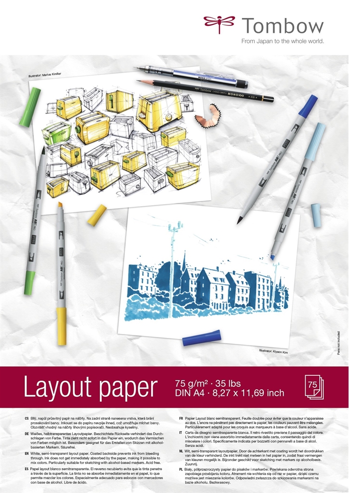 Tombow Layout bloc A4 75g 75 feuilles