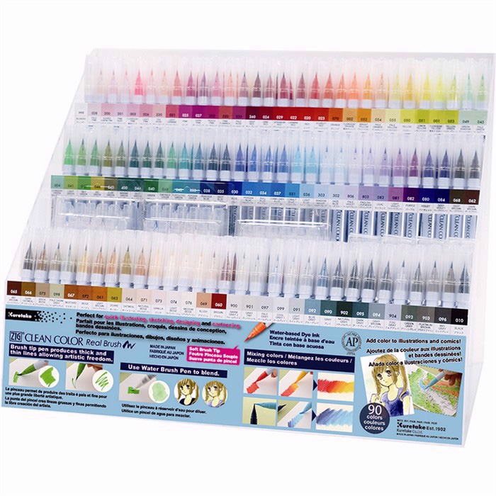 ZIG Clean Color Stylos Pinceaux Affichage avec 356 pièces