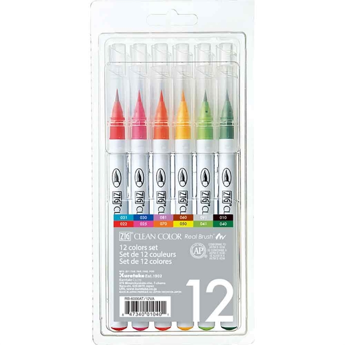 ZIG Clean Color Pensel Pen Set avec 12 pièces