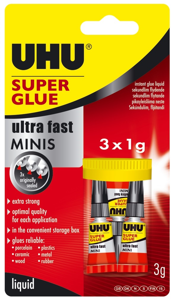 UHU Super Adhésif Secondes mini 3x1g